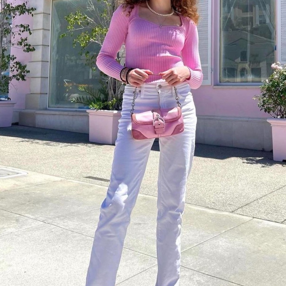 Zara pink sweetheart neckline top